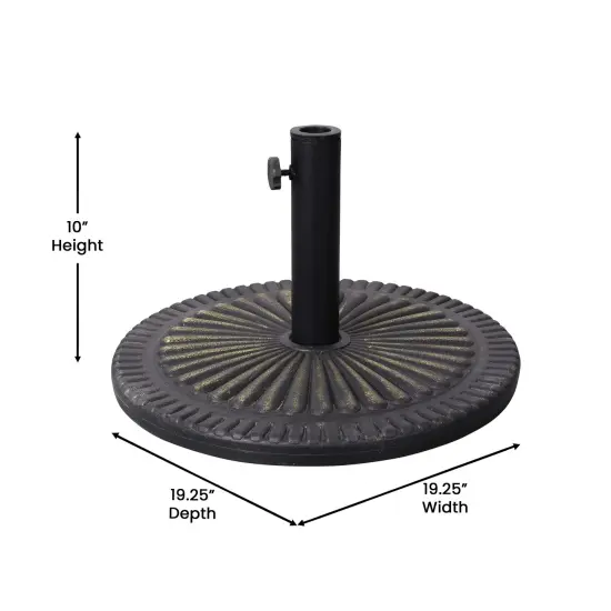 Emma and Oliver Keegan 19.25" Diameter Universal Sunburst Pattern Cement Patio Umbrella Base with Weatherproof Plastic Polymer Coating Bronze {5}