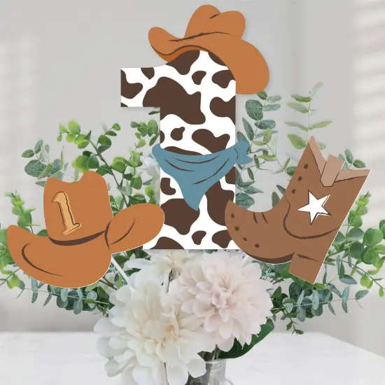 Big Dot of Happiness My First Rodeo - Little Cowboy 1st Birthday Party Centerpiece Sticks - Table Toppers - Set of 15 {1}