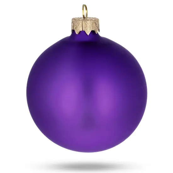 Set of 4 Matte Purple Glass Ball Christmas Ornaments 4 Inches {3}