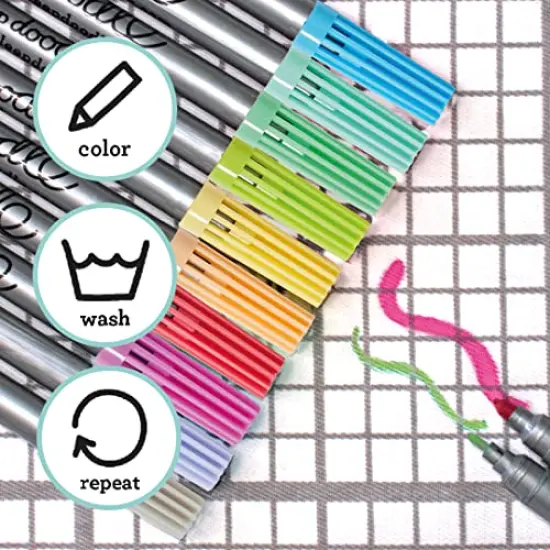 10 Pieces Original Doodle Wash-Out Fabric Marker SetDouble-Ended Felt Tip Markers: Pastel Colors {4}