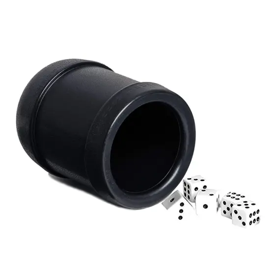 WE Games Black Plastic Dice Cup with 5 Dice {1}