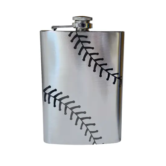 8oz Baseball Stainless Steel Flask {2}