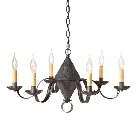 Irvins Country Tinware 6-Arm Concord Chandelier in Kettle Black {1}