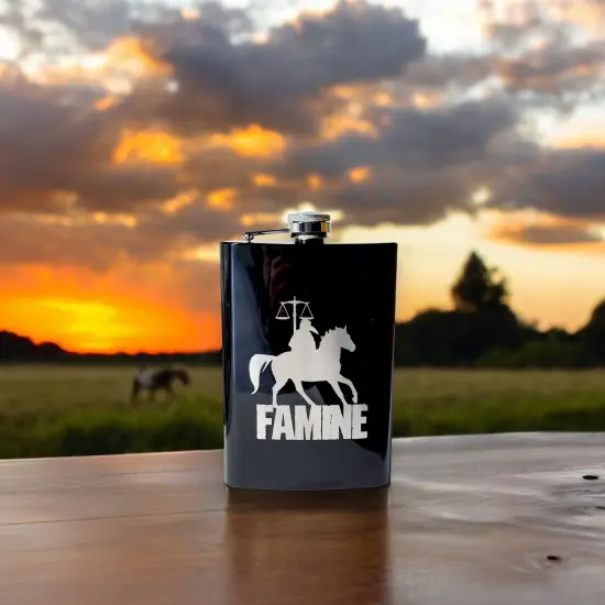 8oz BLACK Famine Four Horsemen of the Apocalypse Flask {6}