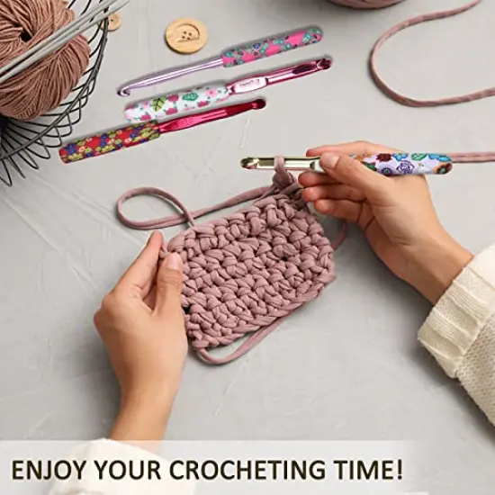 Warm Crochet Hooks Large, 10mm 9mm 8mm 7mm 6.5mm Large Crochet Hooks for Chunky Yarn Blanket Sweater Thick Wool, Big Crochet Kit for Arthritic Hands Knitting & Crochet Supplies {4}