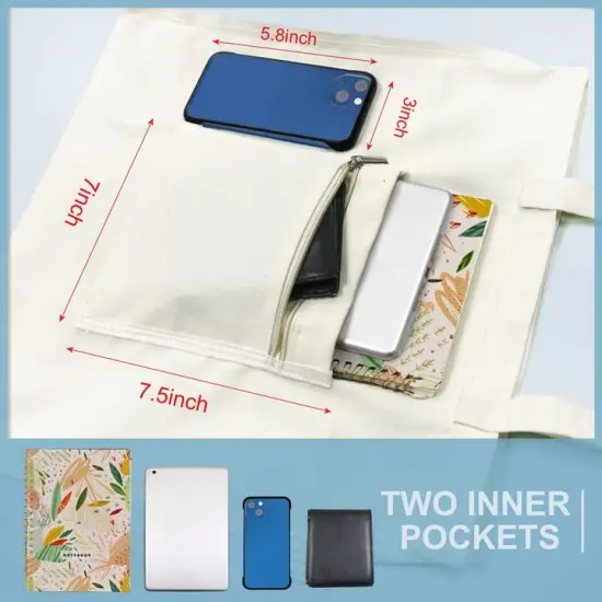 Flowers 12OZ Canvas Tote Bag With Inner Zipper Pocket Cute Aesthetic Mother's Day Cotton Tote Bag Reusable Tote Bag for Women Lightweight Washable Graphic Trendy Tote Bag {1}