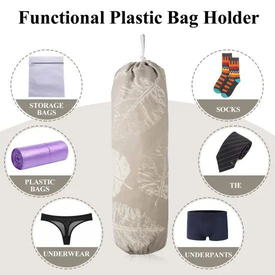 Plastic Bag Holder, Wall Mount Plastic Bag Organizer Dispenser, Heavy Duty Grocery Bag Storage Holder for Home Kitchen Camper (Tablet Leaves) {1}
