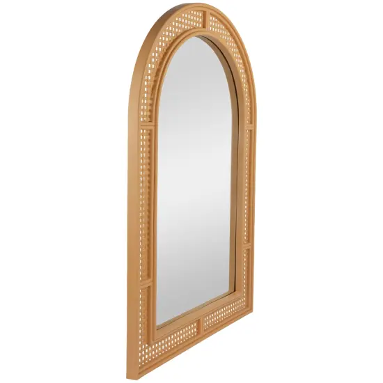 Northlight 36" Arched Lattice Weaved Decorative Wall Mirror Beige {4}