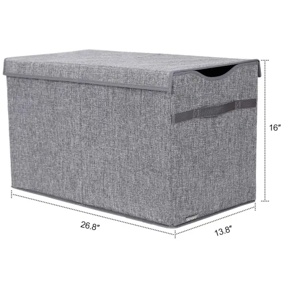 Kids Toy Box Chest - Extra Large Lightweight Collapsible Toy Storage Organizer Boxes Bins Baskets for Kids, Boys, Girls, Nursery Room, Playroom, Closet (Linen Gray) {5}