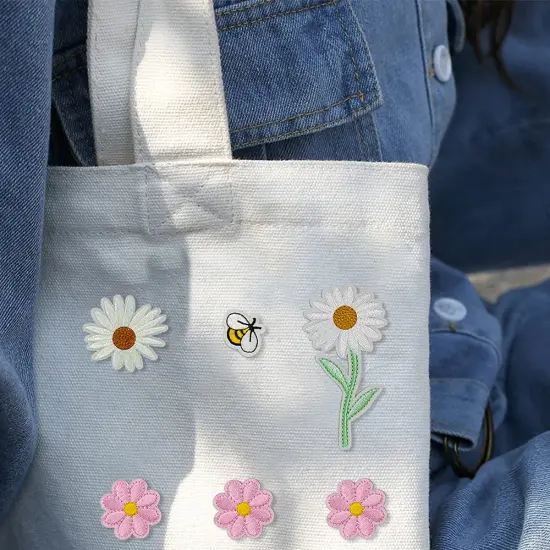 36 Pieces Cute Bumble Sunflower Daisy Patch for Clothing Sew on Embroidered Applique Decoration Sewing Patches for Bags Jackets Jeans Clothes DIY Patches {5}