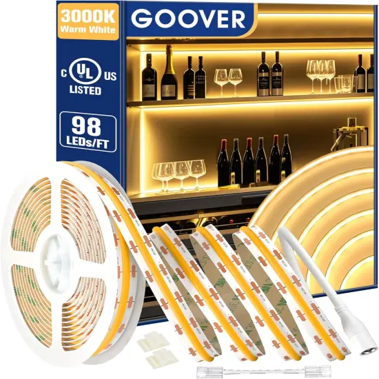 Warm White COB LED DC 12v 3000K Dimmable Strip Lights (Power Source Sold Separately) {1}