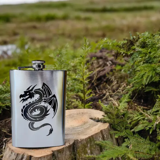 8oz Flying Dragon Stainless Steel Flask {4}