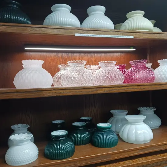 Aladdin Glass Oil Lamp Shade, 10 inch Base Fits Aladdin Non-Electric Fuel Lamps {2}