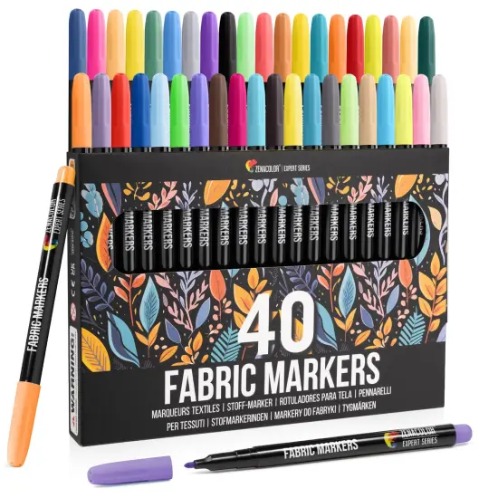40 Fabric Markers Pens Set - Non Toxic, Indelible and Permanent Fabric Paint - Fine Point Tip Textile Marker Pen {2}