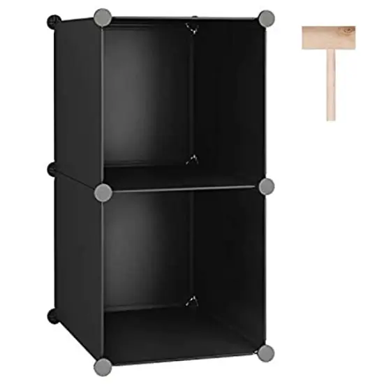 Cube Storage, 2-Cube Organizer Units, Plastic Closet Storage Shelves, DIY Book Shelf, Modular Bookcase, Cabinet Ideal for Bedroom, Living Room, Home Office, 12.4" L x 12.4" W x 24.8" H Black {2}