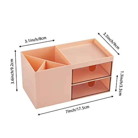 Office Desk Organizer with drawer, Office Supplies and Desk Accessories, Business Card/Pen/Pencil/Mobile Phone/Stationery Holder Storage Box (Pink) {6}