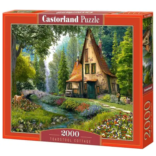 2000 Piece Jigsaw Puzzle, Toadstool Cottage, Charming Nook, Pond, Countryside, Adult Puzzles, Castorland C-200634-2 {1}