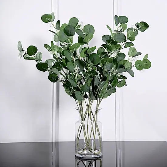2 Green 40-Inch ARTIFICIAL EUCALYPTUS LEAVES Sprays Stems {3}