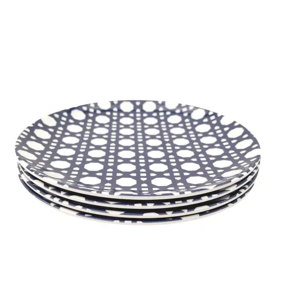 Blue Geo Melamine Appetizer Plate Set of 4 | 6" Dish Set {1}
