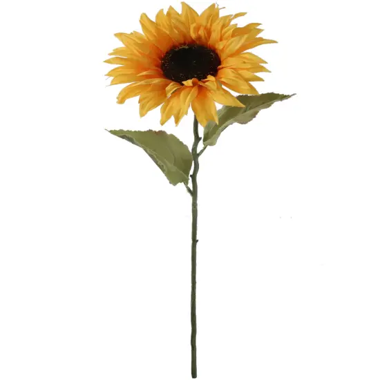 24-Pack: Yellow Sunflower Stem with 2 Silk Leaves & Petals by Floral Home&reg; {1}