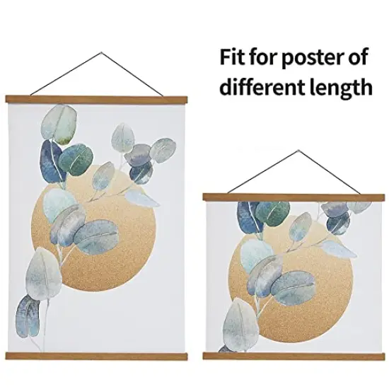 SweeHome Poster Hanger, 18 Inch Magnetic Poster Frame Hanger, 10x18 12x18 18x24 Poster Hanger for Pictures, Photos, Maps, Canvas Artwork and Scrolls (Natural, 18") {4}