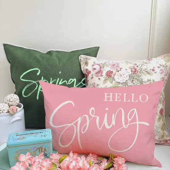 Hello Spring Lumbar Throw Pillow Covers: Refresh Your Sofa with Springtime Charm {2}