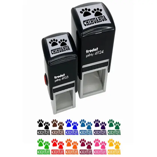 Chihuahua Dog Paw Prints Fun Text Self-Inking Rubber Stamp Ink Stamper Brown {1}