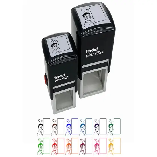 Flirty Manga Man with Empty Speech Text Bubble Self-Inking Rubber Stamp Ink Stamper Fuchsia {1}