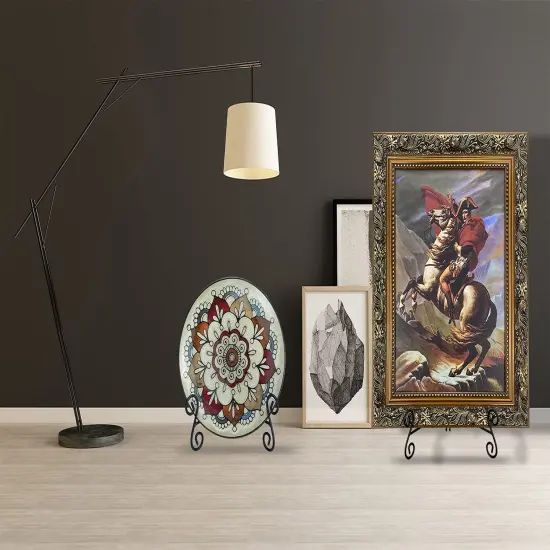 Plate Stand, 1 Pack 6 Inch Plate Holder for Display, Black Foldable Iron Table Easel for Picture Book Photo Frame Decorative Plate {3}