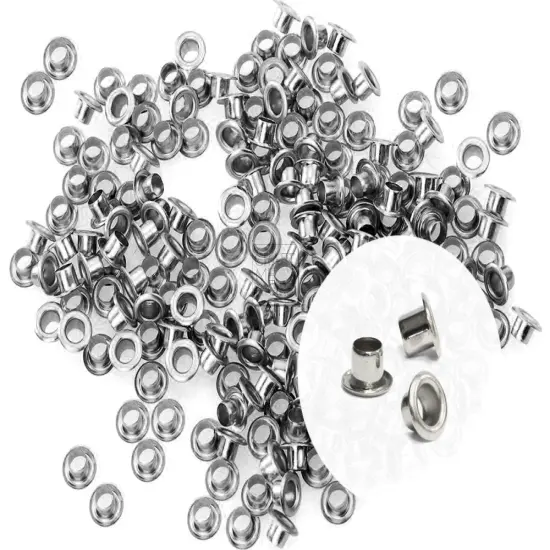 200 Pieces 1/8 Inch ID Grommets Eyelets 3MM Hole Self Backing Eyelet for Bead Cores, Clothes, Leather, Canvas (Silver) {2}