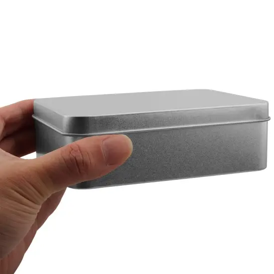 6 Pack Stainless steel Tins Cookie Tin Cans Storage Container for Treats, Gifts, Candle, Favors and Crafts, Silver, 4.9 x 3.7 x 1.6 Inches {2}