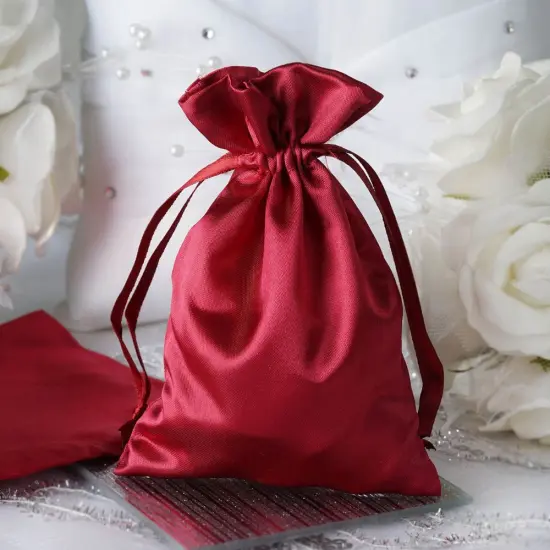 60 pcs 4x6 Satin Favor Drawstring Bags Burgundy {3}