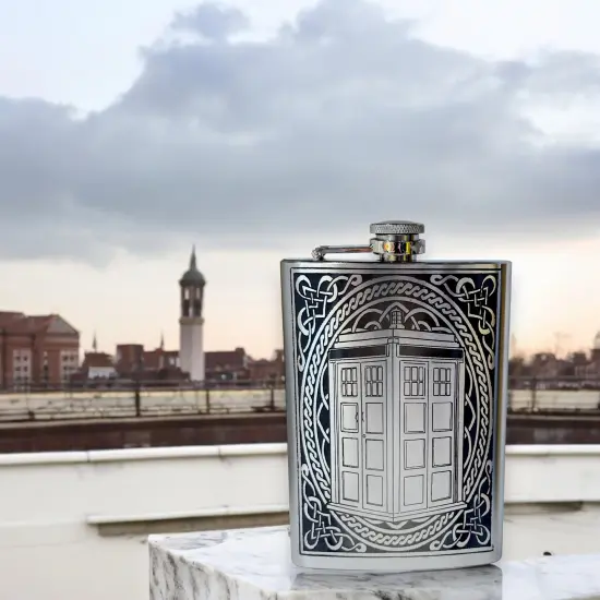 8oz Police Call Box Celtic Stainless Steel Flask {4}