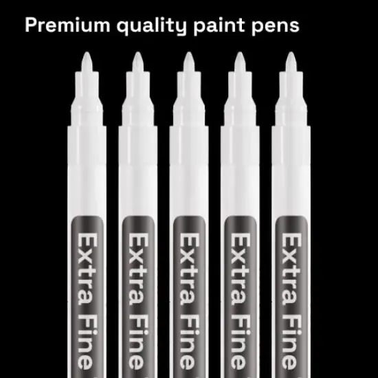 ARTISTRO White Paint Pen for Rock Painting, Stone, Ceramic, Glass, Wood, Tire, Fabric, Metal, Canvas. Set of 5 Acrylic Paint White Marker Water-based Extra-fine Tip {6}