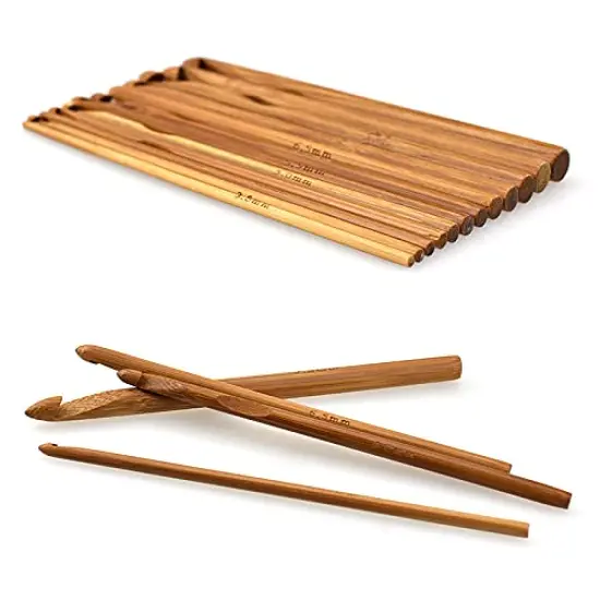 20 Pieces Bamboo Crochet Hooks, Lightweight and Eco-Friendly of Full Gift Set with Crochet Hooks Bag, Crochet Hooks for Crocheting {5}
