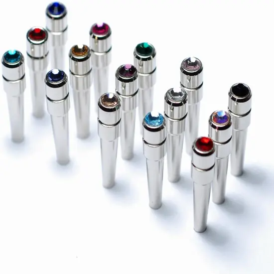 WE Games Chrome Cribbage Pegs with Swarovski Austrian Crystals in Assorted Colors & Velvet Pouch - Set of 6 (2 Colors, 3 Pegs in Each Color) {3}