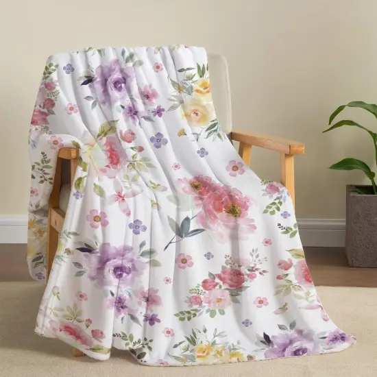 Botanical Floral Printed Throw Blanket - 50"x60" {5}