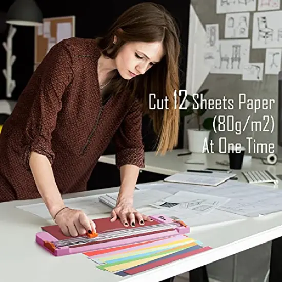 A4 Paper Cutter 12 Inch Titanium Straight Paper Trimmer with Side Ruler for Scrapbooking Craft, Paper, Coupon, Label, Cardstock(Pink) {4}