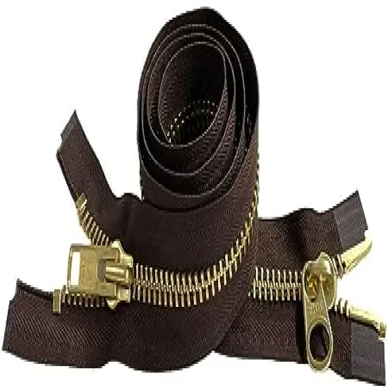 YKK #10 Extra Heavy Duty Brass Brown Parka"2-Way" Dual Separating Jacket Zipper - Choose Your Length - Color: Brown #570 - Made in The United States (1 Zipper Per Pack) (24" Inches) {1}