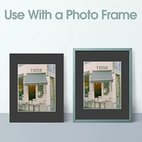 Pack of 10, Acid-Free Black Pre-Cut 11x14 Picture Mat for 8x10 Photo with White Core Bevel Cut Frame Mattes {3}