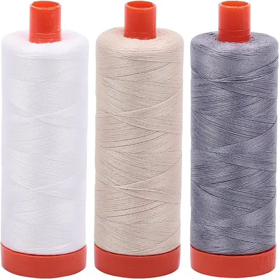 Bundle of Aurifil 50wt Egyptian Cotton Thread, Large 1422 yard Spools, with and without Aurifil Empty Thread Case 12 Spool Capacity (3 Spool Bundles, 2021 2310 2605) {1}