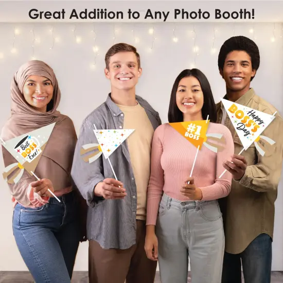 Big Dot of Happiness Happy Boss's Day - Triangle Best Boss Ever Photo Props - Pennant Flag Centerpieces - Set of 20 {6}