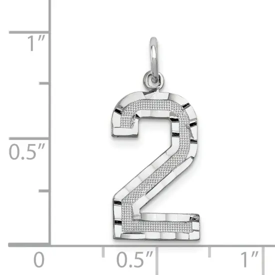 14K White Gold Large Number 2 Charm Pendant FindingKing Jewerly 25mm x 11mm {3}