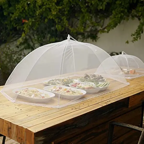 (6 pack) Large and Tall 17x17 Pop-Up Mesh Food Covers Tent Umbrella for Outdoors, Screen Tents, Parties Picnics, BBQs, Reusable and Collapsible Food Tents {3}