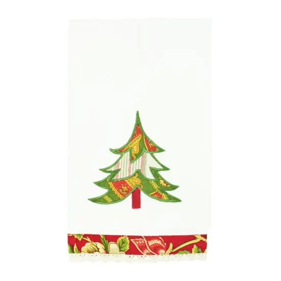 Christmas Trees Embroidered 100% Cotton Guest Towel {3}