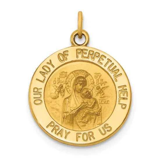 14K Gold Our Lady Of Perpetual Help Charm Religious Jewerly 21mm x 15mm {1}
