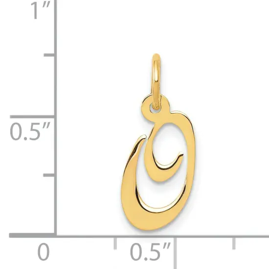 14K Yellow Gold Small Fancy Script Initial O Charm Jewerly 16mm x 13mm {4}