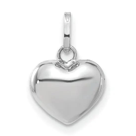 14K White Gold Heart Pendant Charm Love Jewelry 14mm x 10mm {1}