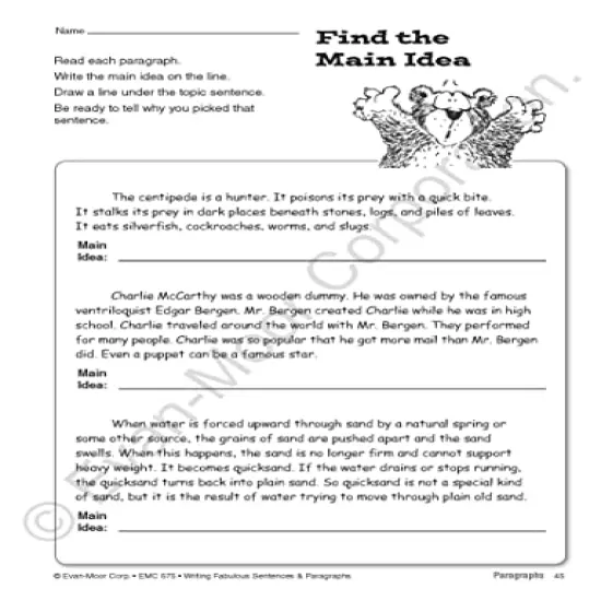 Evan-Moor Writing Fabulous Sentences & Paragraphs, Grades 4-6, Homeschool & Classroom Workbook, Activities, Main Ideas, Topic Sentences, Figurative Language, Descriptive Details, Writing Skills {5}