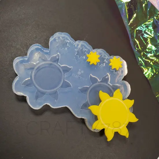 Sun Dangle Earrings Silicone Mold with 2 pairs of studs Earrings (C7) {3}